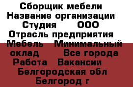 Сборщик мебели › Название организации ­ Студия 71 , ООО › Отрасль предприятия ­ Мебель › Минимальный оклад ­ 1 - Все города Работа » Вакансии   . Белгородская обл.,Белгород г.